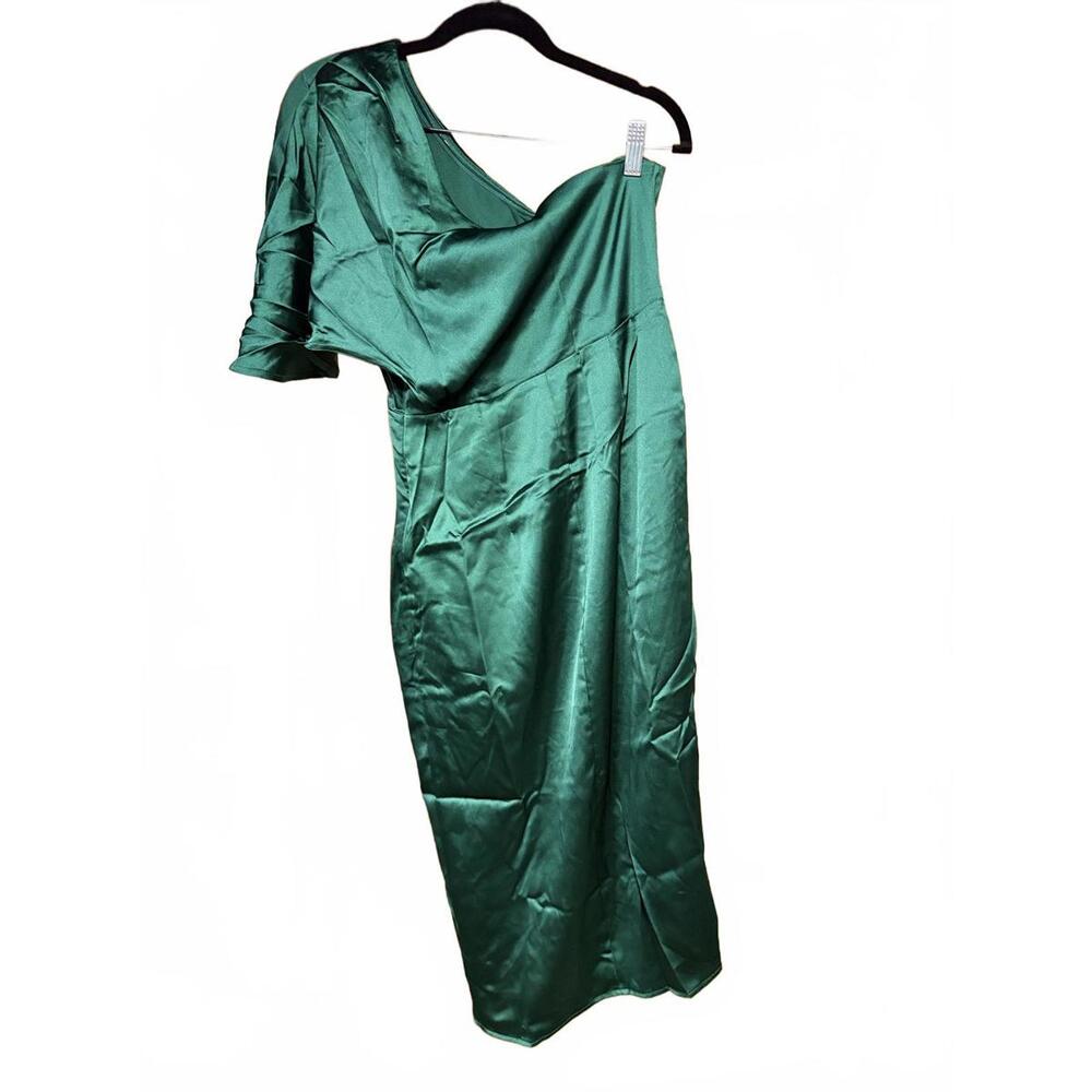NEW Green Satin One Shoulder Dress